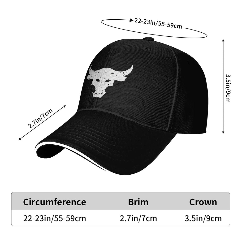 Dwayne Johnson Brahma Bull Sandwich Cap Unisex ,Casual Cap Racing Cap Adjustable Polyester Baseball Caps Summer by Geo’s Online Store