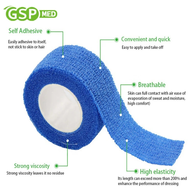 1Roll 2.5/5/10cm Self Adhesive Elastic Bandage Sports Tattoo Kit Cohesive Tape Wrap Elastoplast for Injury Finger Wrist Ankle by Geo’s Online Store