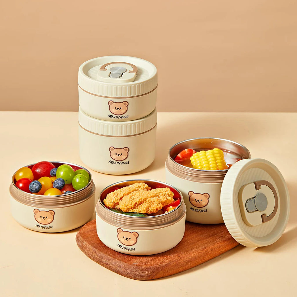 WORTHBUY Cute Thermal Bento Box Portable 304 Stainless Steel Lunch Box Heatable Sealed Leak-proof Food Container For Kids by Geo’s Online Store