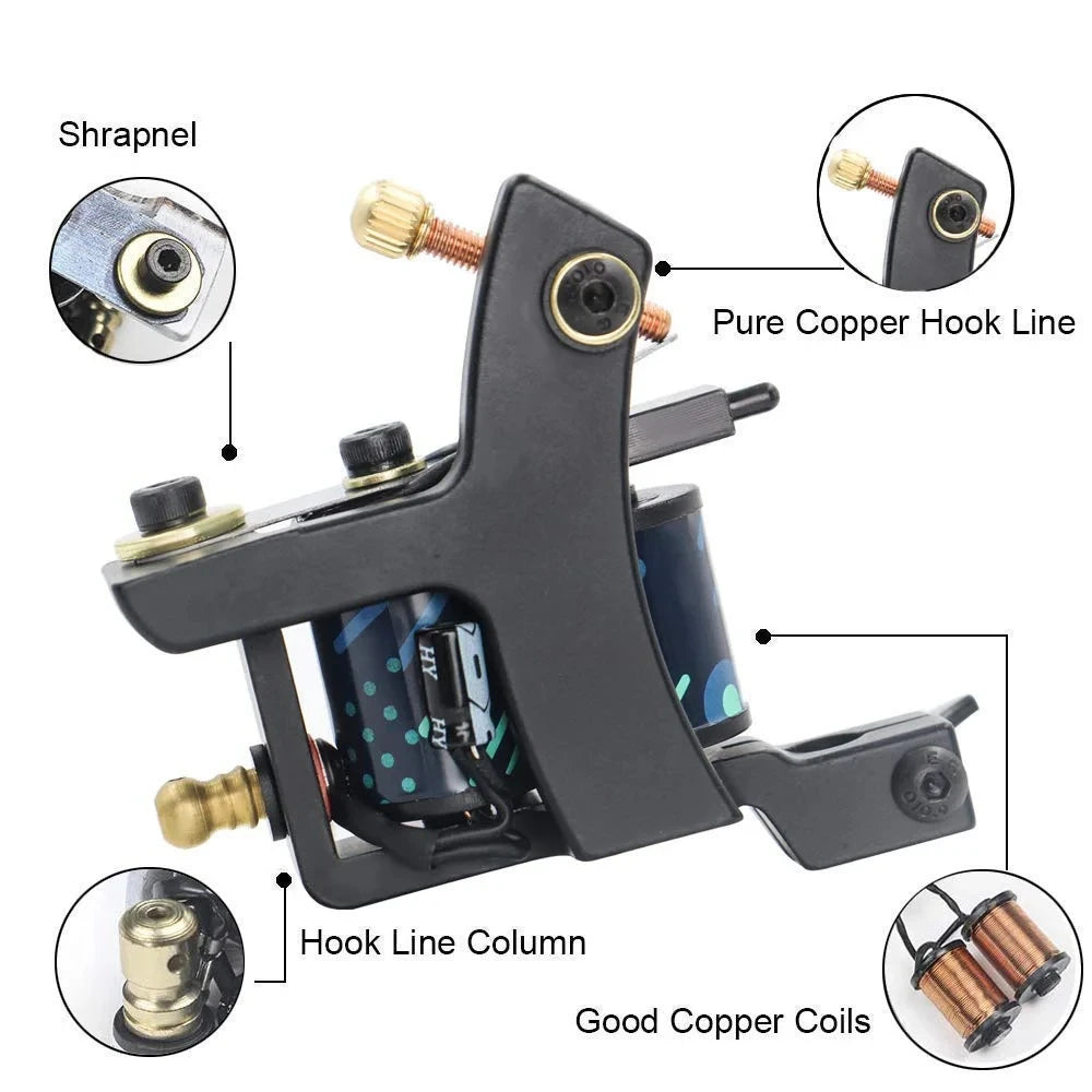 Coils Tattoo Machines Kit Cheap Beginner Tattoo Kit with Power Supply Tattoo Needles Body Arts Supplies for Liner Shader Machine by Geo’s Online Store