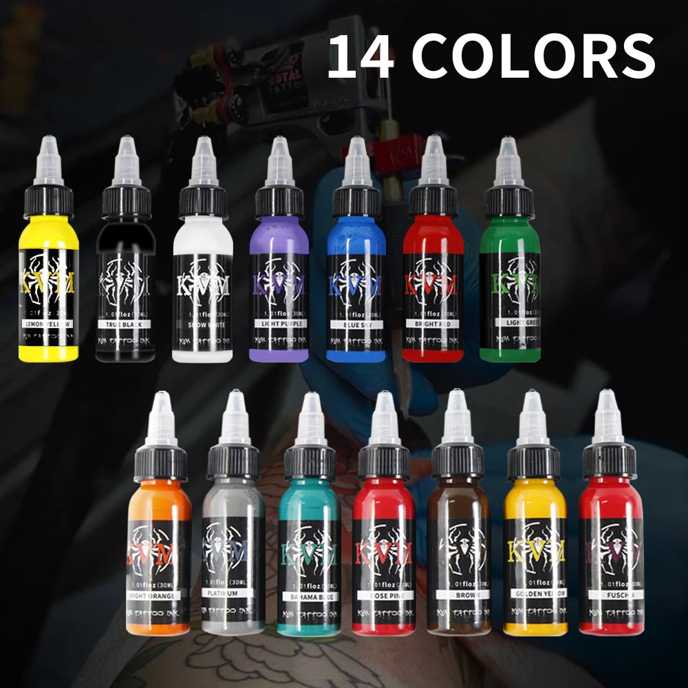 30ml 14colors Tattoo Ink Pigment with Box Body Art Tattoo Kits Professional Beauty Paints Makeup Tattoo Supplies Semi-permanent by Geo’s Online Store