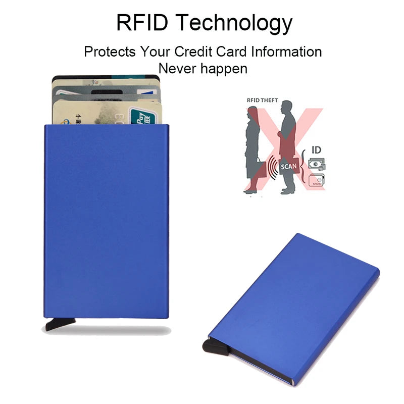 Rfid Smart Wallet Card Holder Metal Thin Slim Men Women Wallets Pop Up Minimalist Wallet Small Black Purse Vallet Walets for Men by Geo’s Online Store