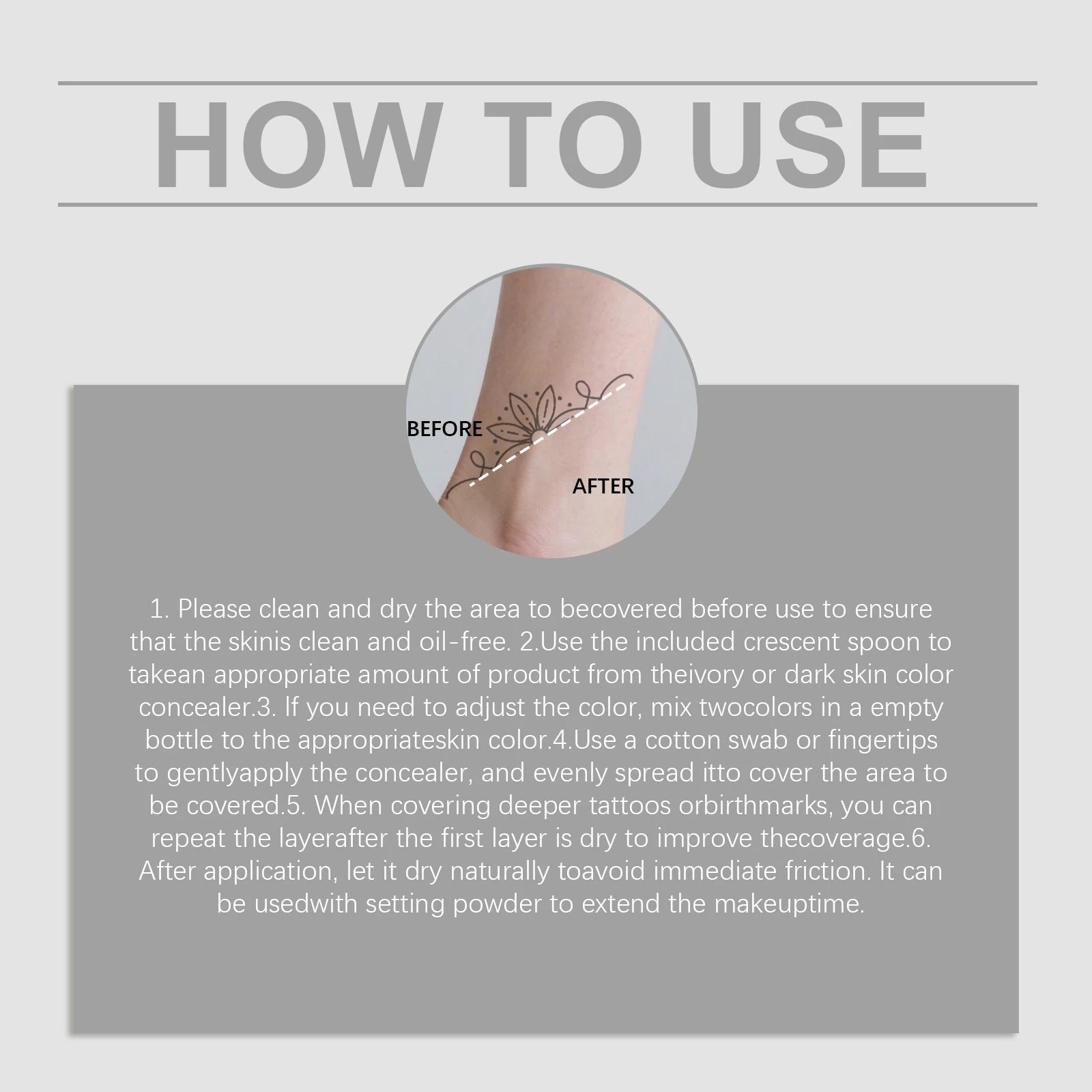 Tattoo Concealer Kit - Body Tattoo Makeup Concealer, Blends with Skin for Daily Use, Portable Concealer Tattoo Concealer Kit - B by Geo’s Online Store