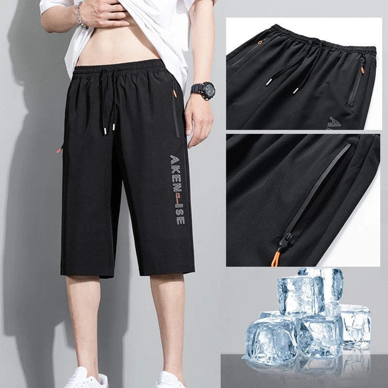 New Fashion Sports Shorts Men Elastic Waist Shorts Male Breathable Quick Dry Comfortable Men's Short Pants Men Bottom Black XXXL by Geo’s Online Store