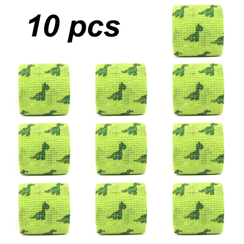1/6/10 pcs Green Dinosaur Printed Self Adhesive Elastic Bandage 5cm Width Wrap Tape for DIY Tattooing First Aid Kit Pet Tape by Geo’s Online Store