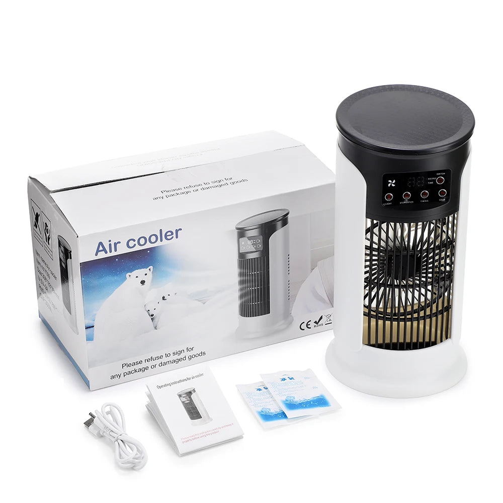 3 In 1 Household Fan Air Conditioner Portable 6-gear Air Cooler LED Night Light Humidifier Air Adjustment Fan Office Home Fan by Geo’s Online Store