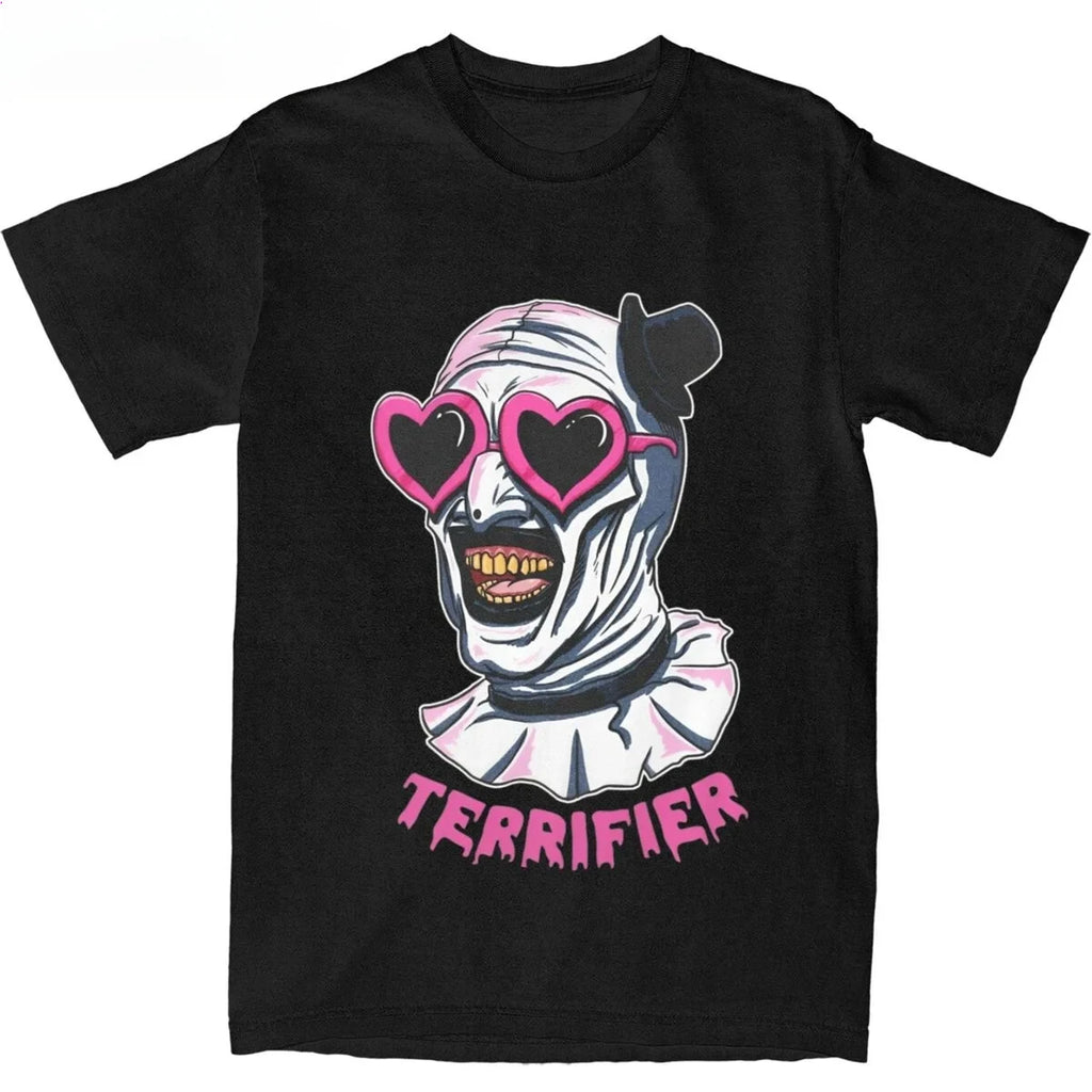 Terrifier Art Clown Heart Glasses T-Shirt Fashion T-Shirt Short Sleeve Round Neck T-Shirt Gift Idea Clothing Women's Clothing by Geo’s Online Store
