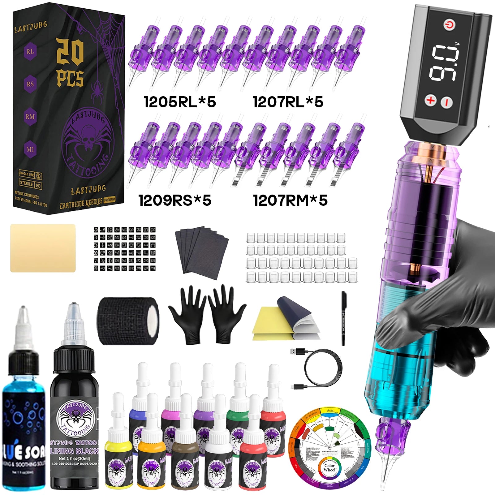 LASTJUDG Tattoo Kit Lightweight Tattoo Pen Kit For Permanent Makeup Tattoo Machine Kit Wireless Tattoo Power Supply Tattoo Kit by Geo’s Online Store