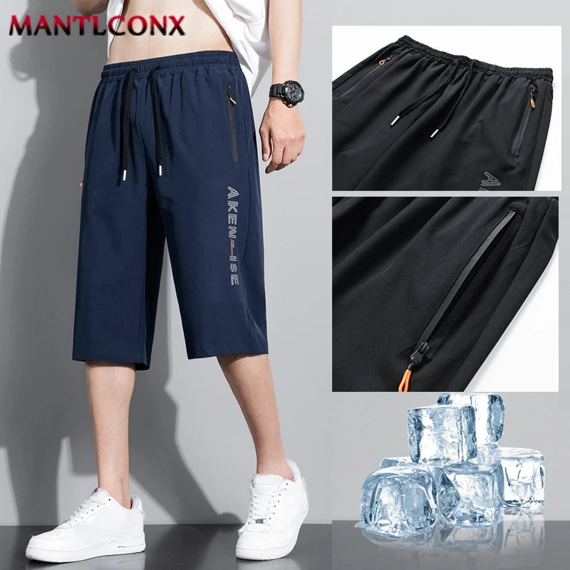 New Fashion Sports Shorts Men Elastic Waist Shorts Male Breathable Quick Dry Comfortable Men's Short Pants Men Bottom Black XXXL by Geo’s Online Store