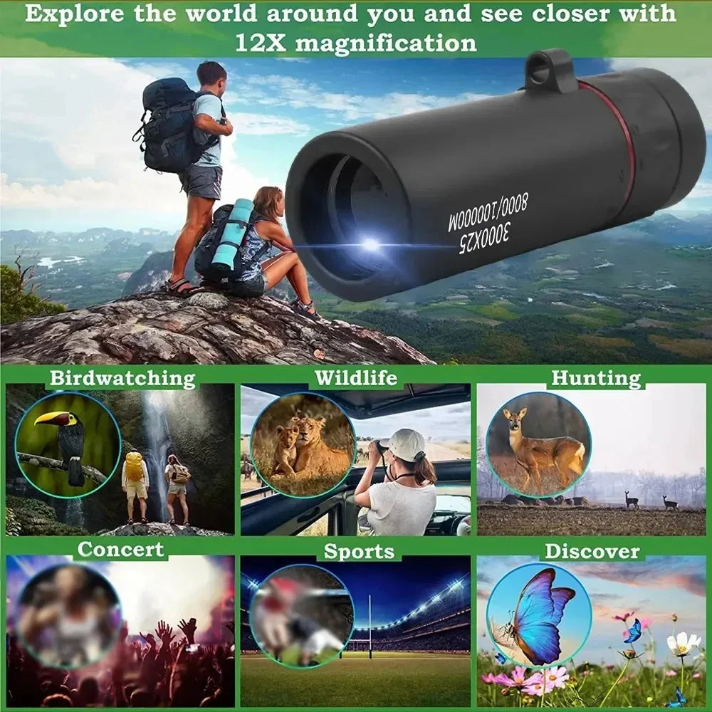2026 Professional HD Zoom Monocular 3000x25 for Adults Mini Portable Telescope for Outdoor Camping Hunting by Geo’s Online Store