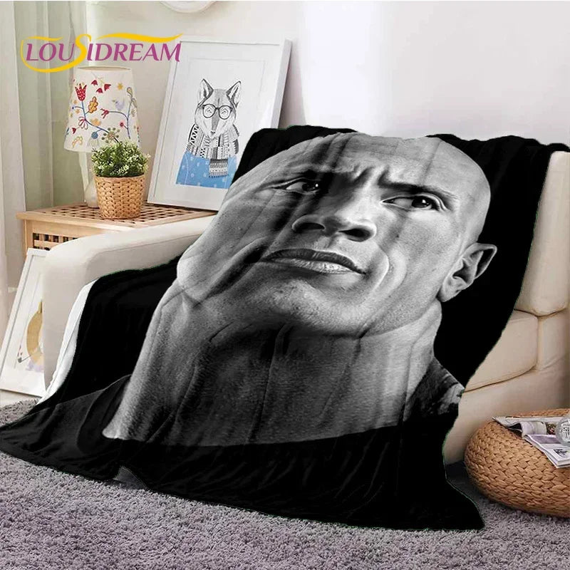 3D The Rock Dwayne Johnson Actor Soft Flannel Blanket,Throw Blanket Comfortable Blanket for Picnic Beds Sofa Home Bedroom Gift by Geo’s Online Store