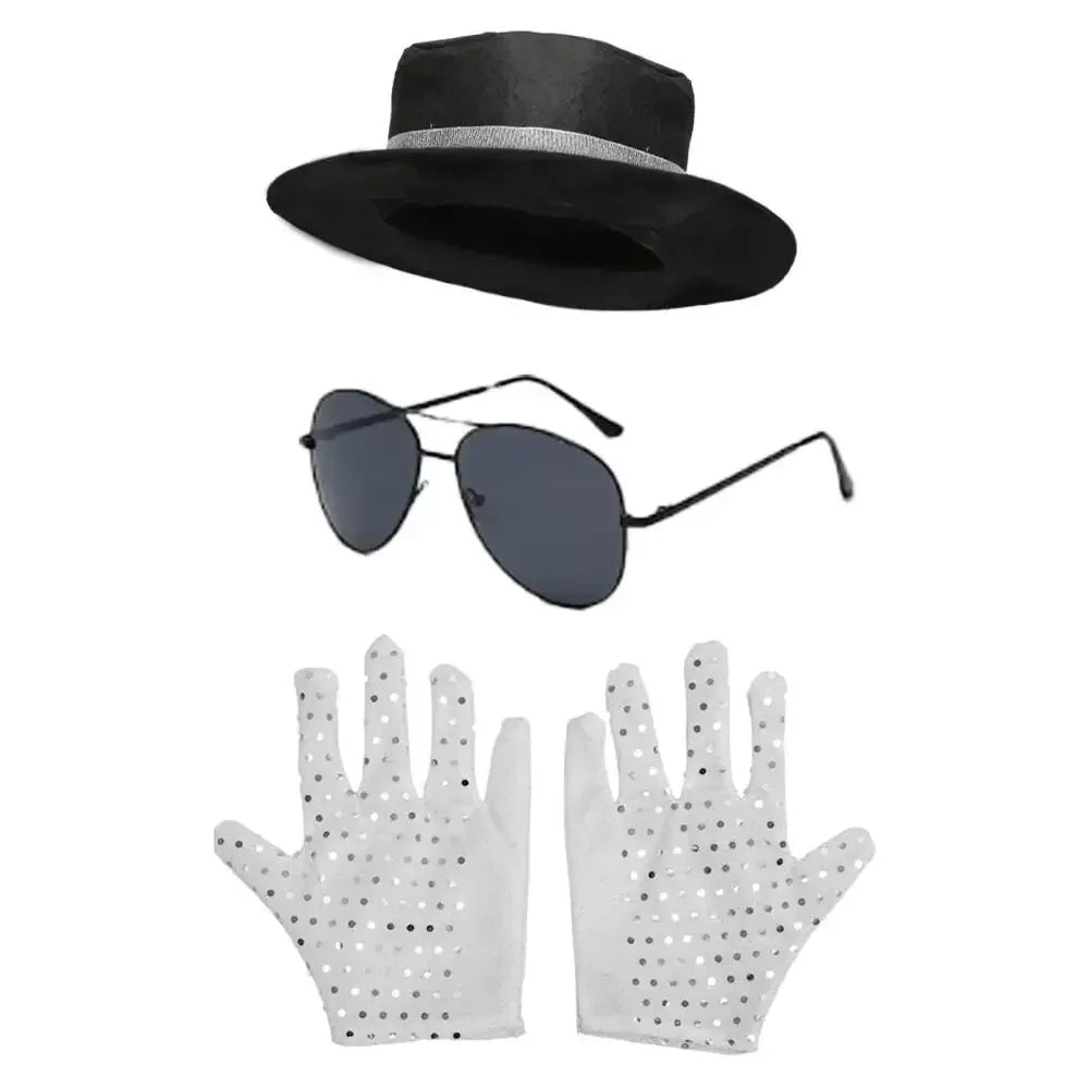 Kids Boy Michael Jackson Billie Jean Cosplay Black Suit Dance Disco Halloween Fancy Dress Up 80s Pop King Costume for Top Pants by Geo’s Online Store