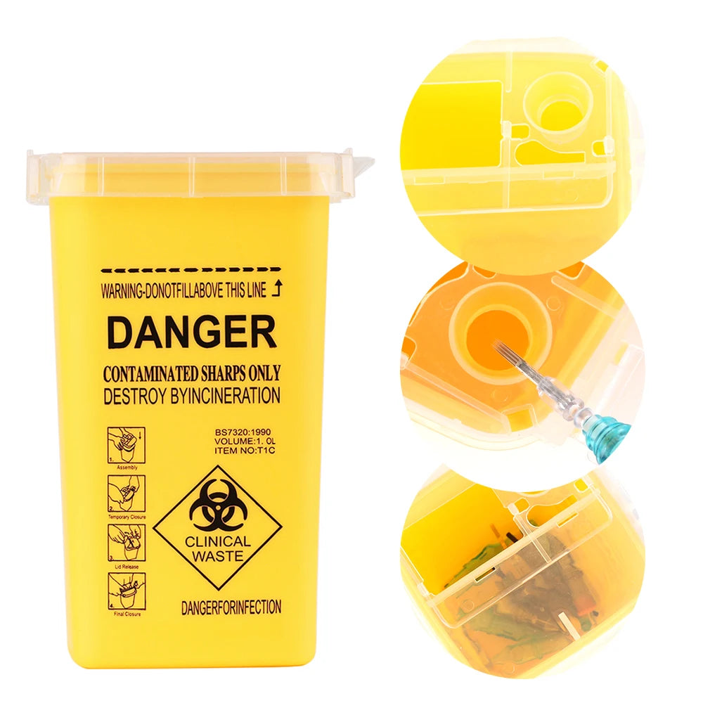 3 Colors Sharps Container Medical Needles Bin Biohazard Tattoo Piercing Needles Disposal Collect Box Tattoo Artist Waste Box by Geo’s Online Store
