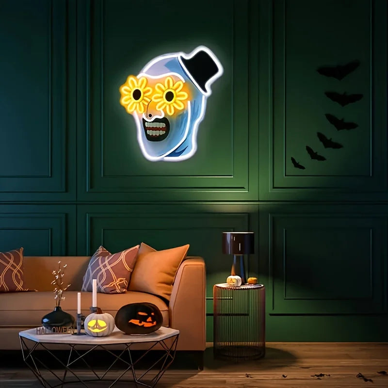 Terrifier UV Printed Neon Sign Halloween Atmosphere LED Neon Light for Wall Bedroom Party Game Room Man Cave Decor Birthday Gift by Geo’s Online Store