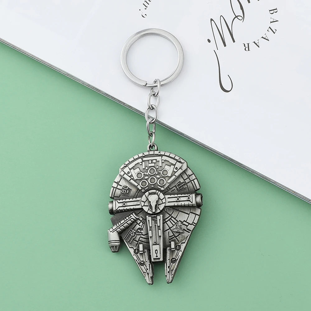 Movie Star War Millennium Falcon Spaceship Vintage Pendant Keychain Fashion Commuter Jewelry Accessories for Men Gift by Geo’s Online Store