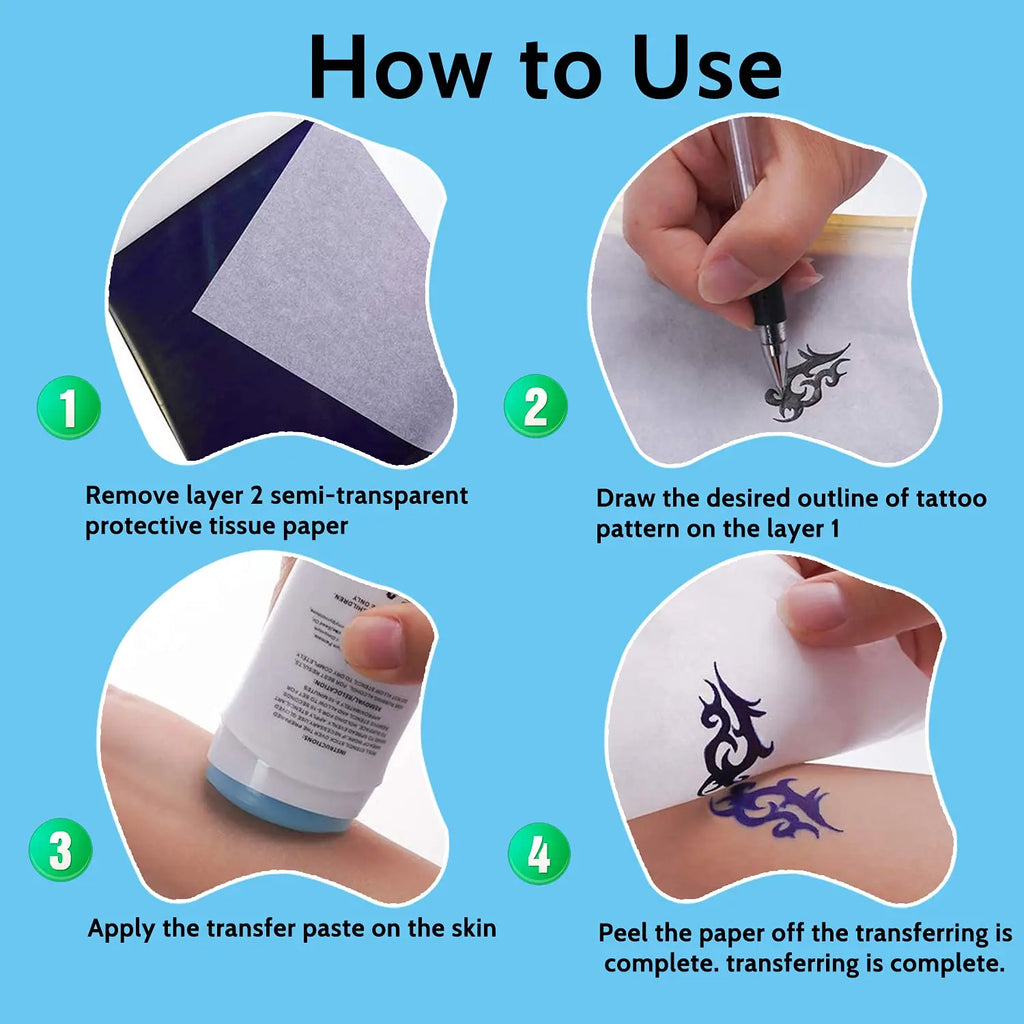 Tattoo Transfer Pape POSEIDON 10/30/50/100Pcs A4 Tattoo Transfer Pape For Permanent Makeup Tattoo Machine Tattoo Supplies Kit by Geo’s Online Store