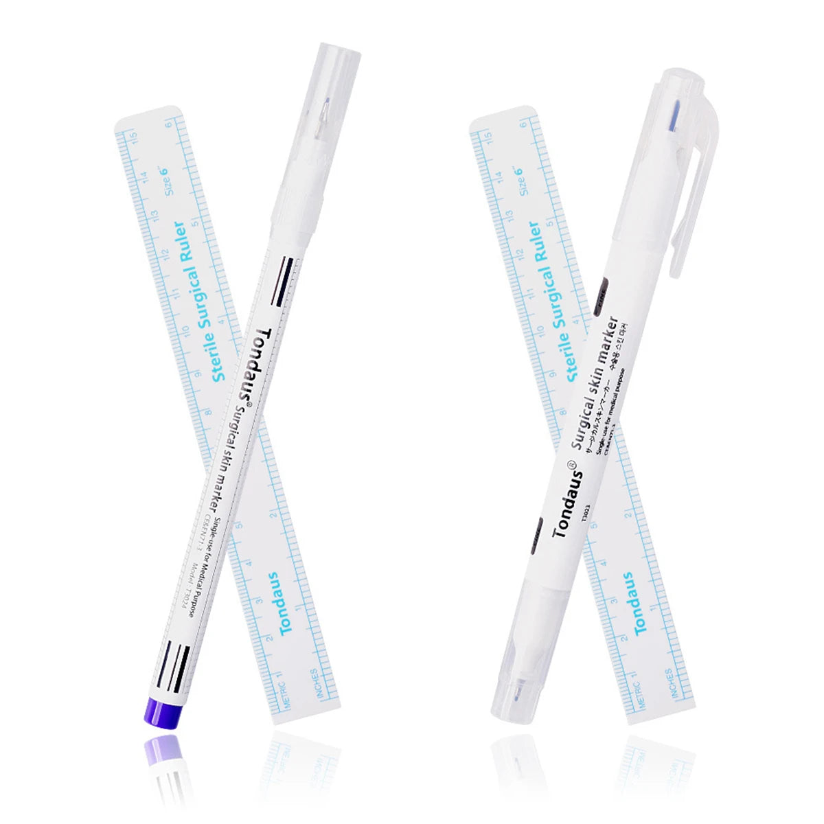 10Pcs Skin Marker Pen Kits Sterilized Package With Ruler Eyelash Extension Tool For Tattoo Piercing Scribe Skin Marker Pen by Geo’s Online Store
