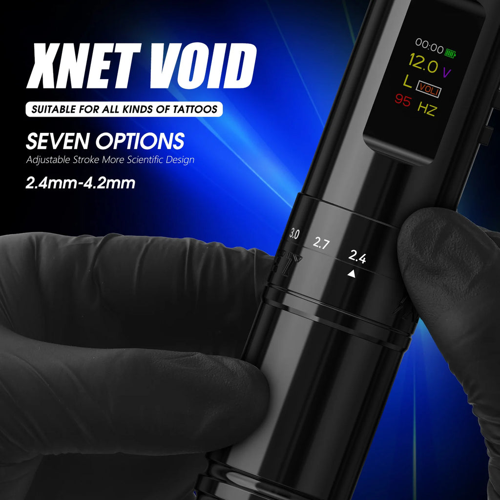 XNET Void Wireless Tattoo Machine Pen Kit With Ink Shaker 7 Adjustable Stroke OLED Display Tattoo supplies For Tattoo Artists by Geo’s Online Store