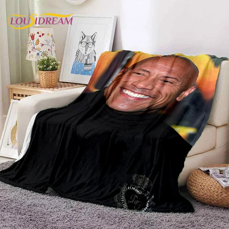 3D The Rock Dwayne Johnson Actor Soft Flannel Blanket,Throw Blanket Comfortable Blanket for Picnic Beds Sofa Home Bedroom Gift by Geo’s Online Store