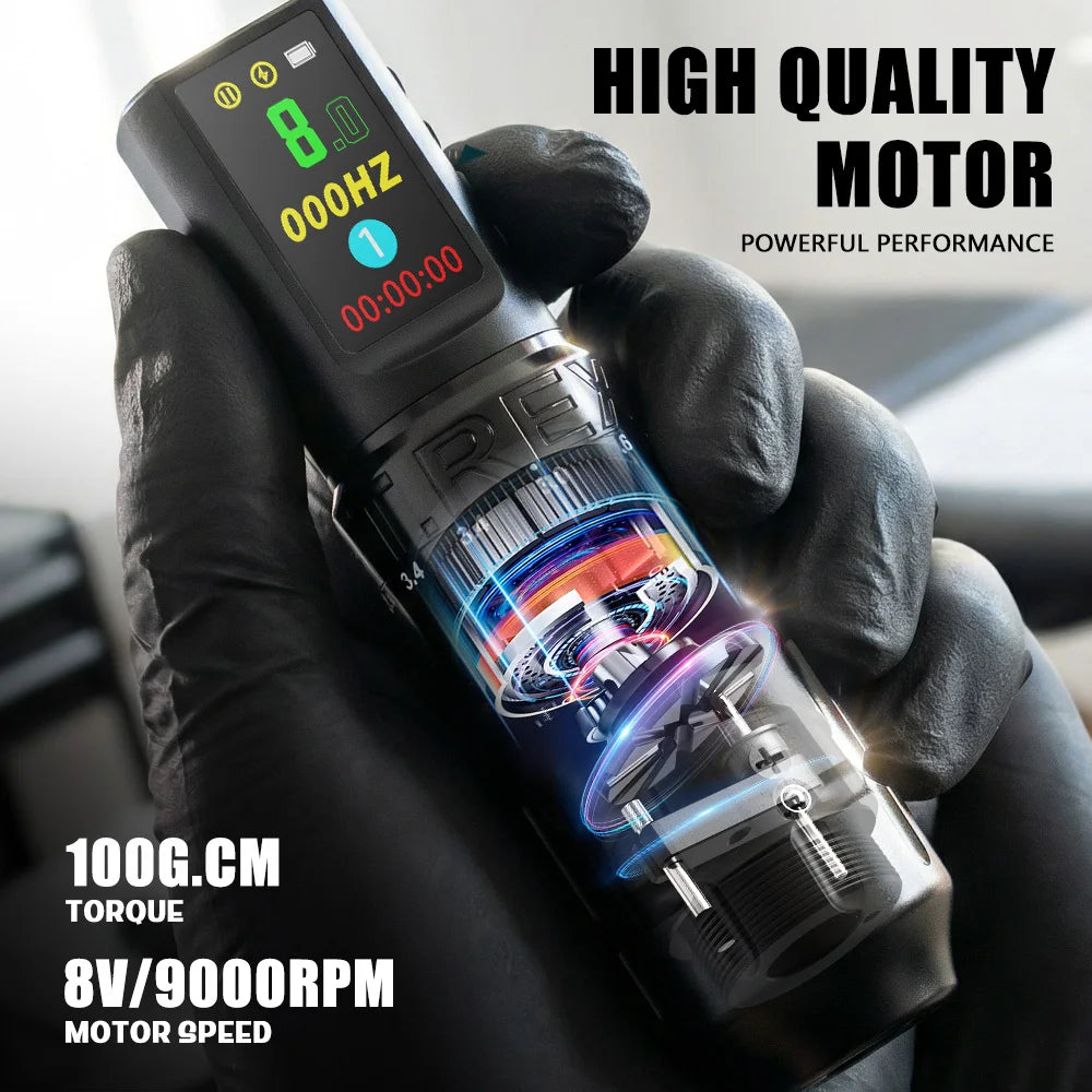 T-Rex Wireless Tattoo Machine Rotaty Pen Kit Adjustable Stroke Custom Motor 1800mAh LCD Screen Battery Makeup Pen For Tattoo Set by Geo’s Online Store