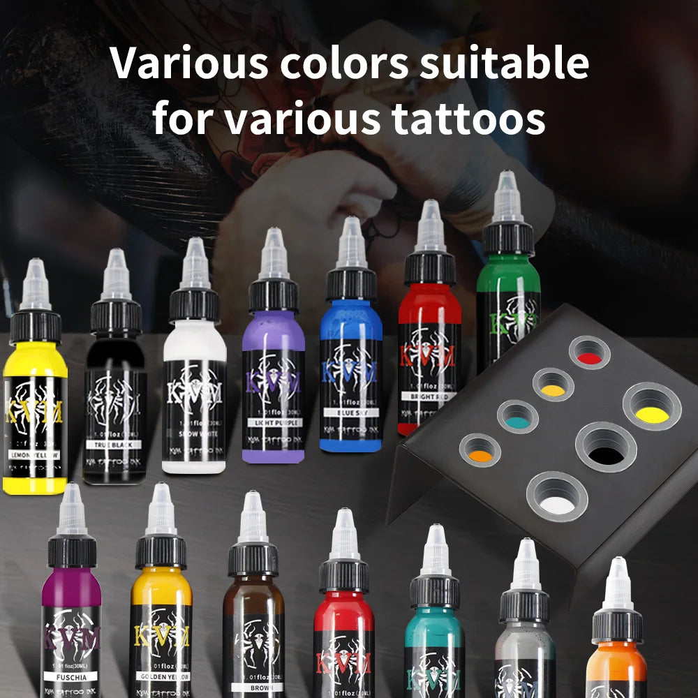 KVM 30ml/1oz 14-colors Tattoo Ink Pigment Body Art Tattoo Kits Professional Beauty Paints Makeup Tattoo Supplies Semi-permanent by Geo’s Online Store