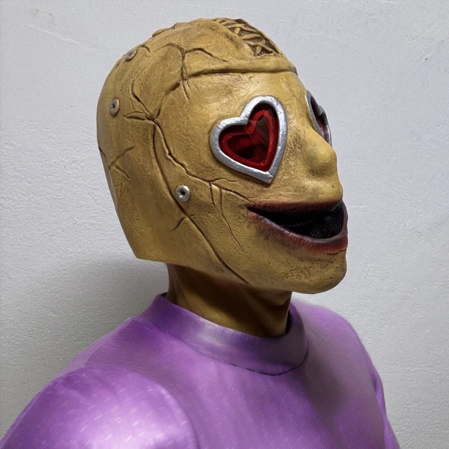 2026 Halloween Glowing Heart Eyes Horror Latex Mask Adult Full Head Movie Costume Accessory with Lighting by Geo’s Online Store