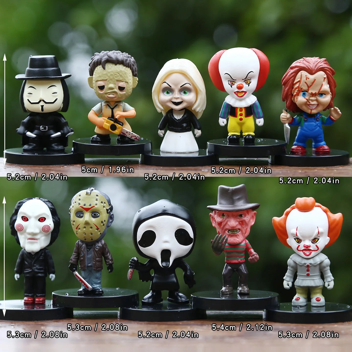 10PCS Horror Film Series Jason Freddy Clown Action Figure Toys PVC Model Halloween Gift Vinyl Figurine Doll Gift by Geo’s Online Store