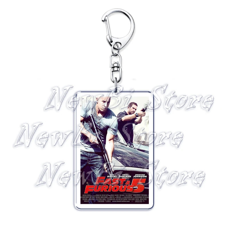 Classic Fast Furious Movie Cover Poster Keychain for Accessories Bag Pendant Sport Car Key Chain Ring Keyring Jewelry Fans Gift by Geo’s Online Store