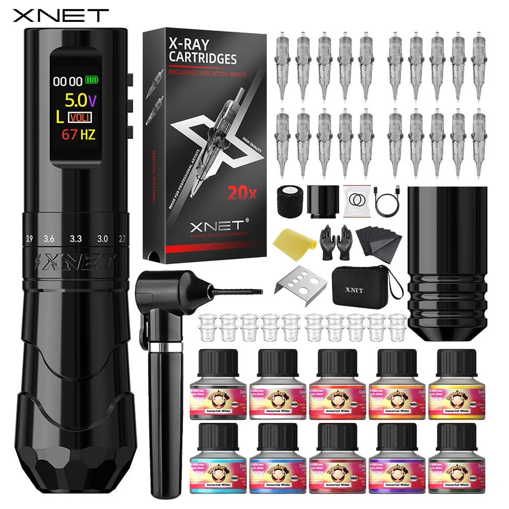 XNET Void Wireless Tattoo Machine Pen Kit With Ink Shaker 7 Adjustable Stroke OLED Display Tattoo supplies For Tattoo Artists by Geo’s Online Store
