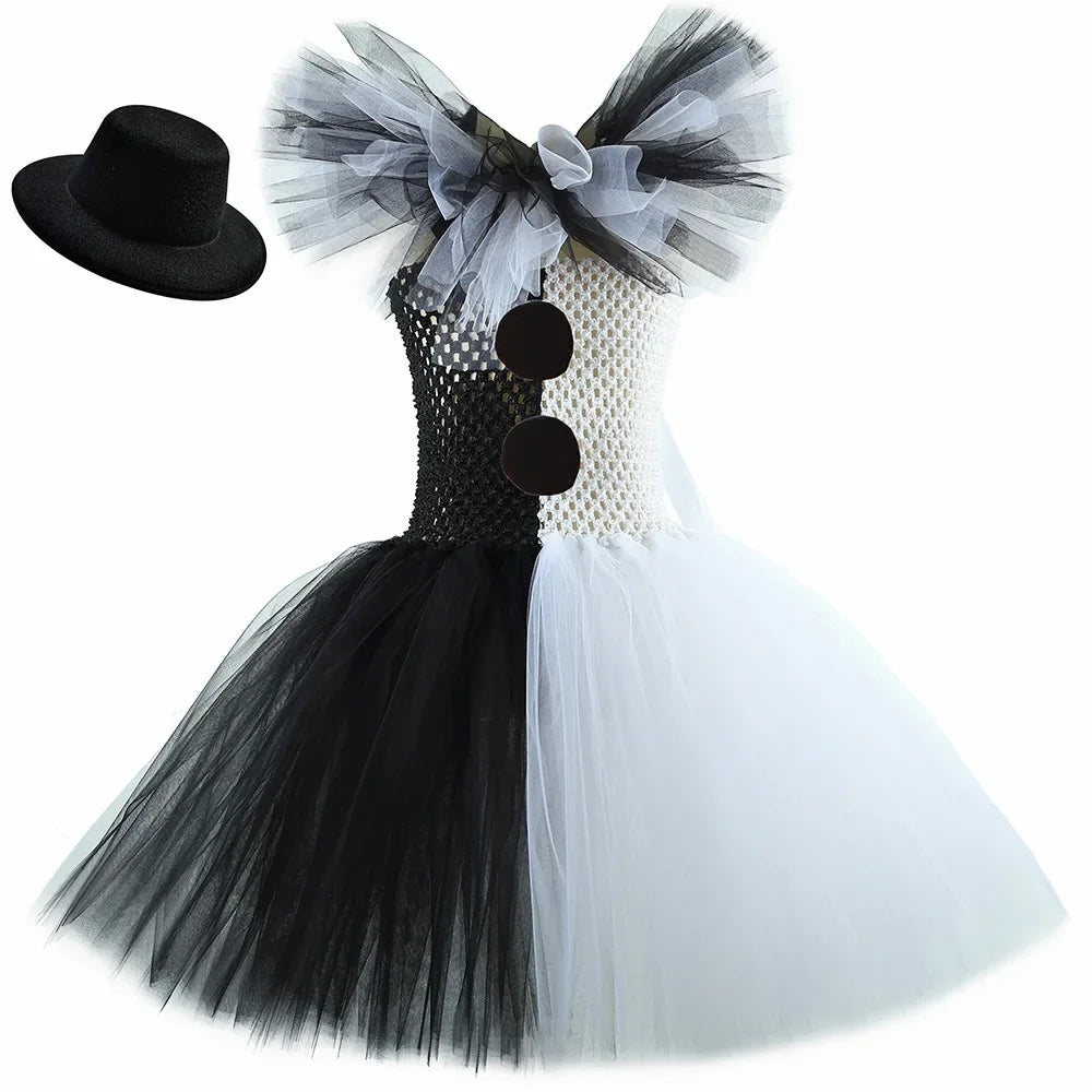 Terrifier Art The Clown Costume Girl Black White Fancy Tutu Dress Horror Joker Dress for Kids Halloween Carnival Party Costumes by Geo’s Online Store