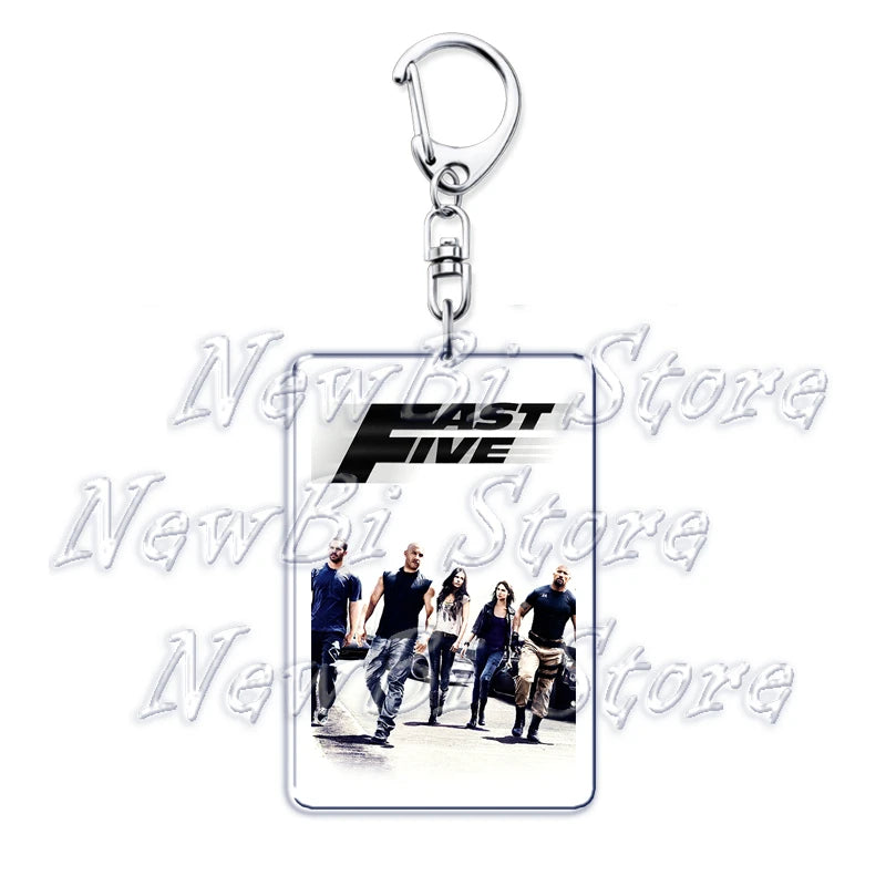Classic Fast Furious Movie Cover Poster Keychain for Accessories Bag Pendant Sport Car Key Chain Ring Keyring Jewelry Fans Gift by Geo’s Online Store