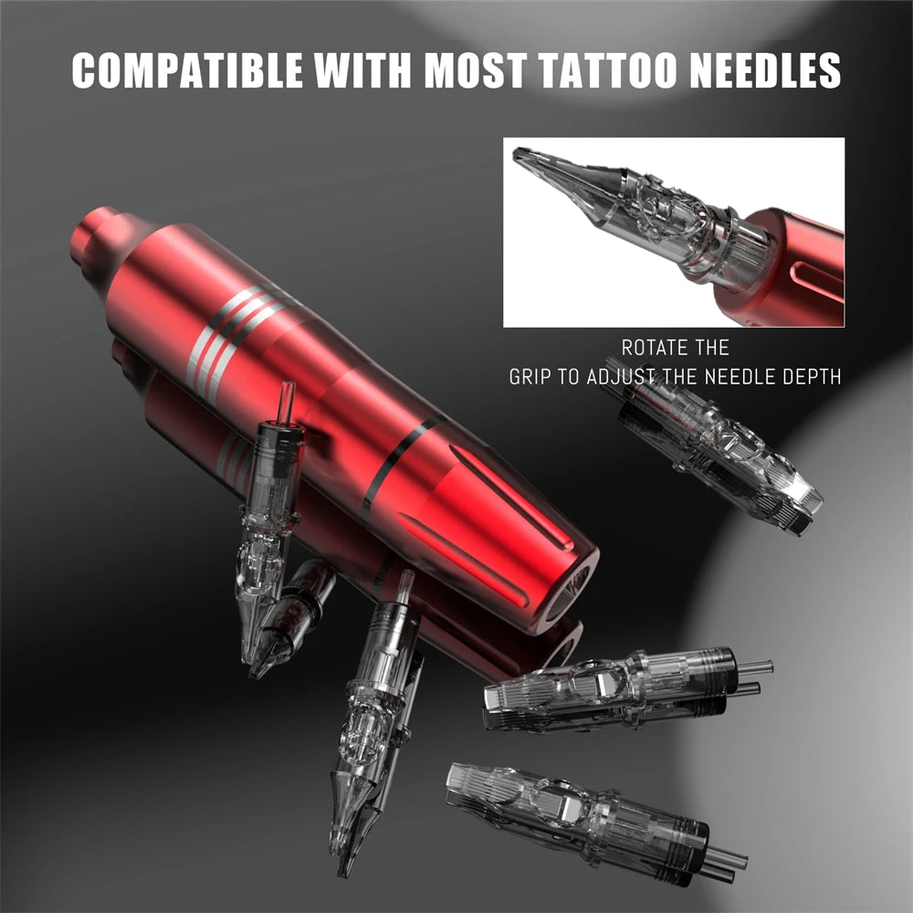 New Wireless Tattoo Pen Machine Kits Rotary Tattoo Gun 1500mAh Battery Power Supply LED Digital Display with Mix Tattoo Needles by Geo’s Online Store
