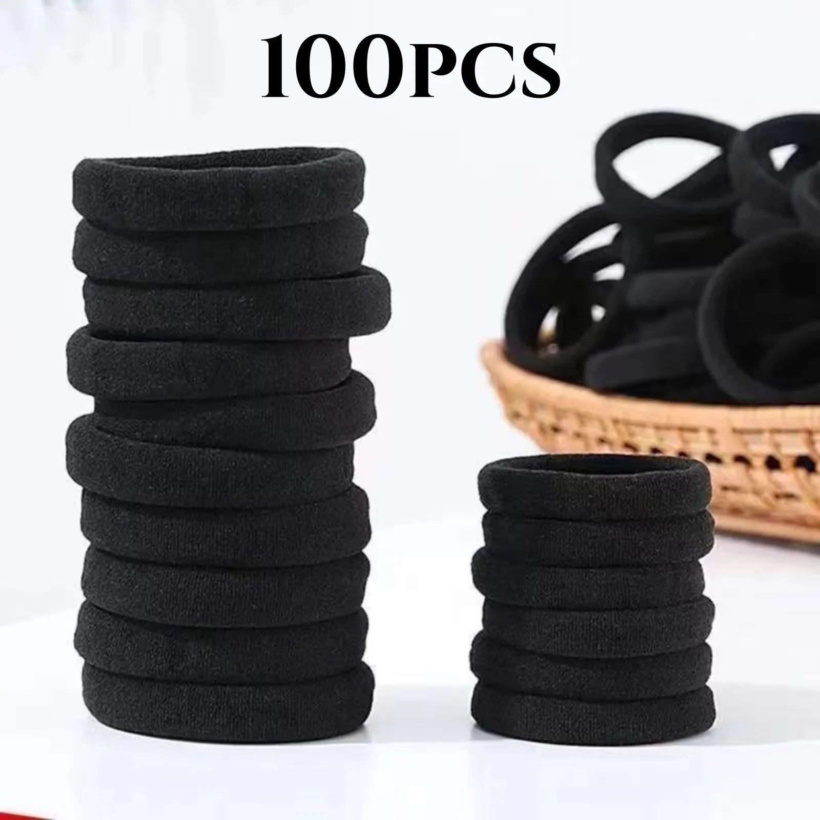 10-100PCS Black High Elasticity Headband Towel Hair Band 4CM Seamless Hair Rope Leather Hair Accessories Female by Geo’s Online Store