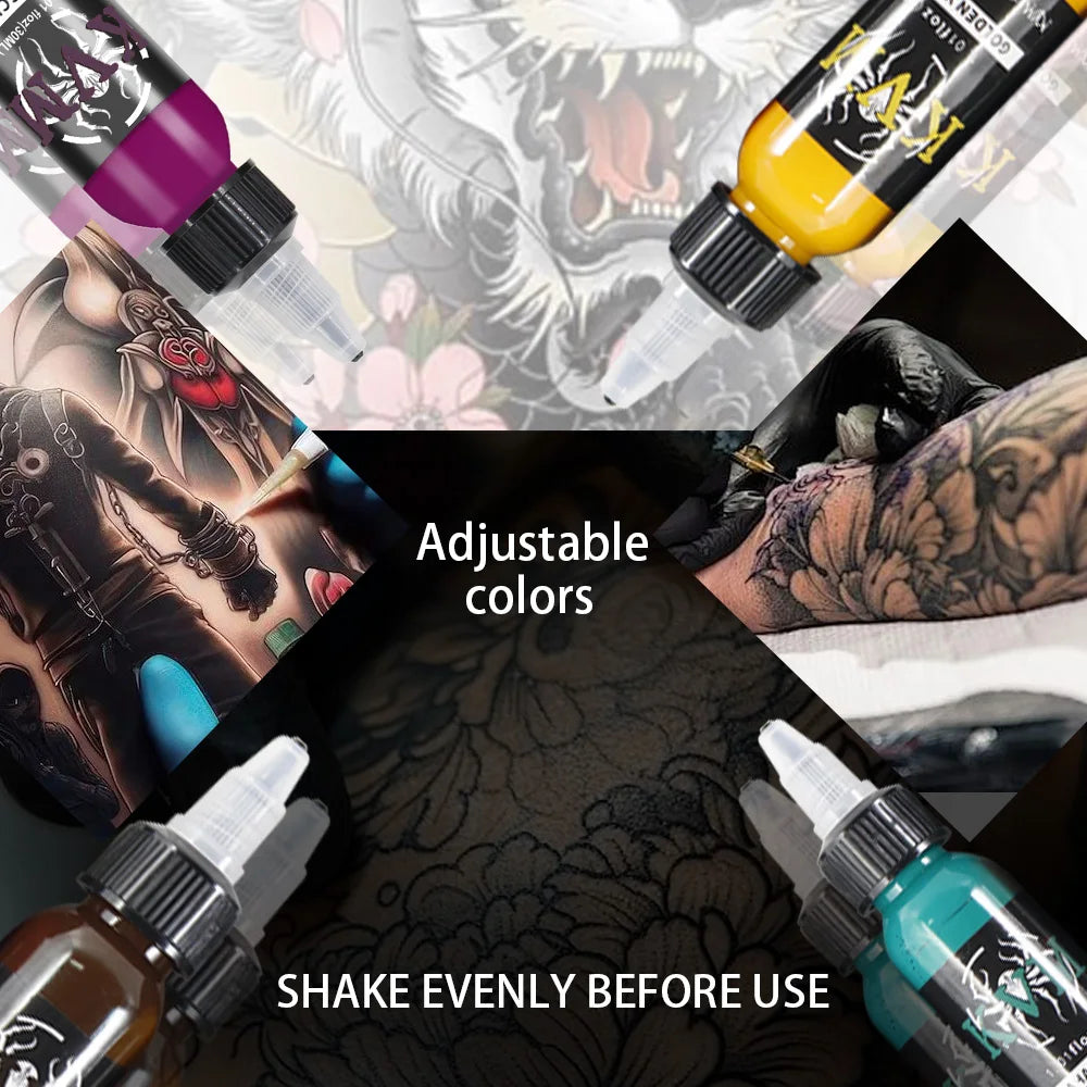 KVM 30ml/1oz 14-colors Tattoo Ink Pigment Body Art Tattoo Kits Professional Beauty Paints Makeup Tattoo Supplies Semi-permanent by Geo’s Online Store