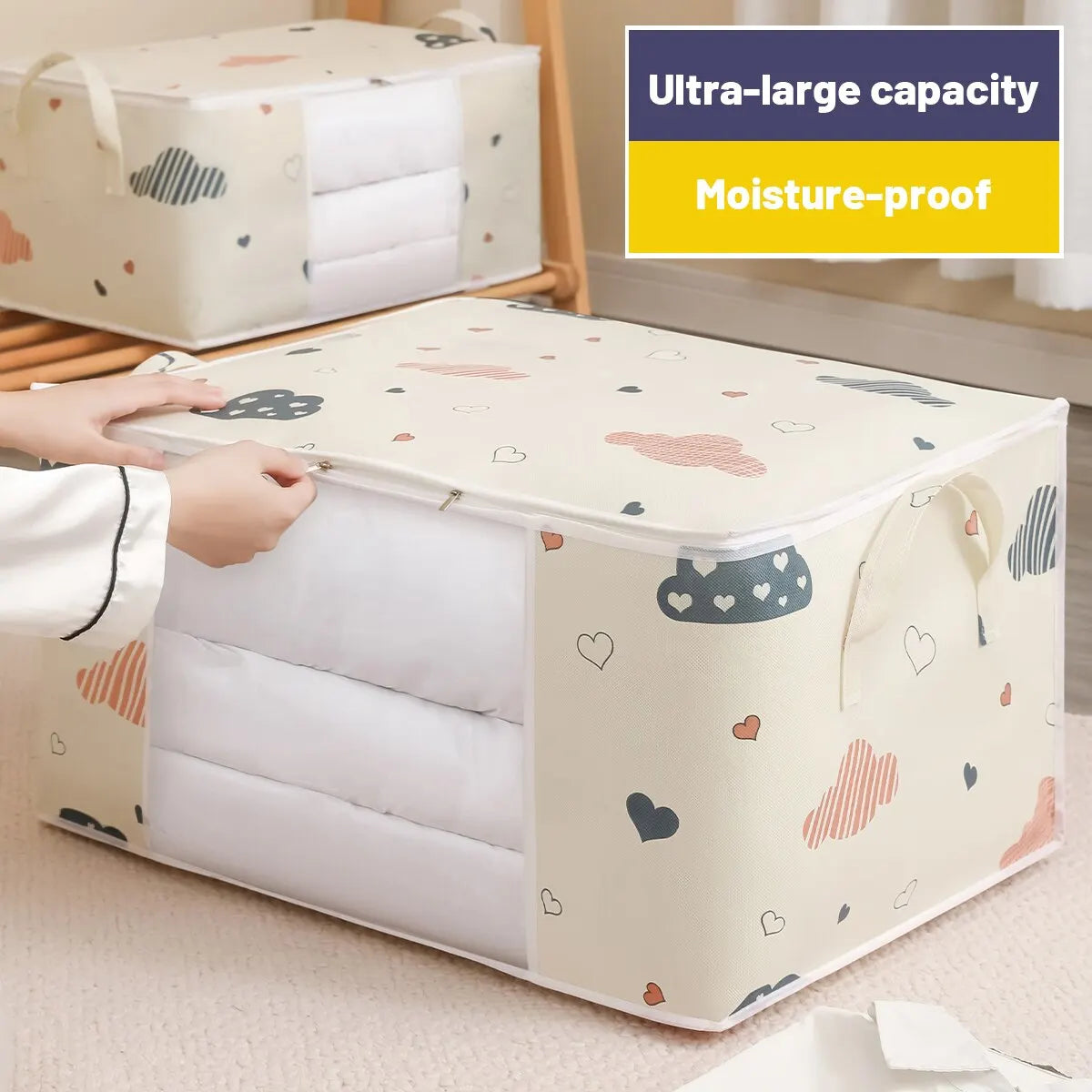 Large Capacity Clothes Storage Bag Organizer With Reinforced Handle Suitable For Blankets Bedding Foldable With Sturdy Zipper by Geo’s Online Store