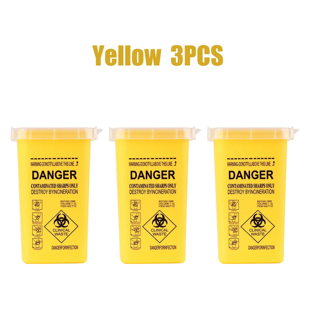 3 Colors Sharps Container Medical Needles Bin Biohazard Tattoo Piercing Needles Disposal Collect Box Tattoo Artist Waste Box by Geo’s Online Store