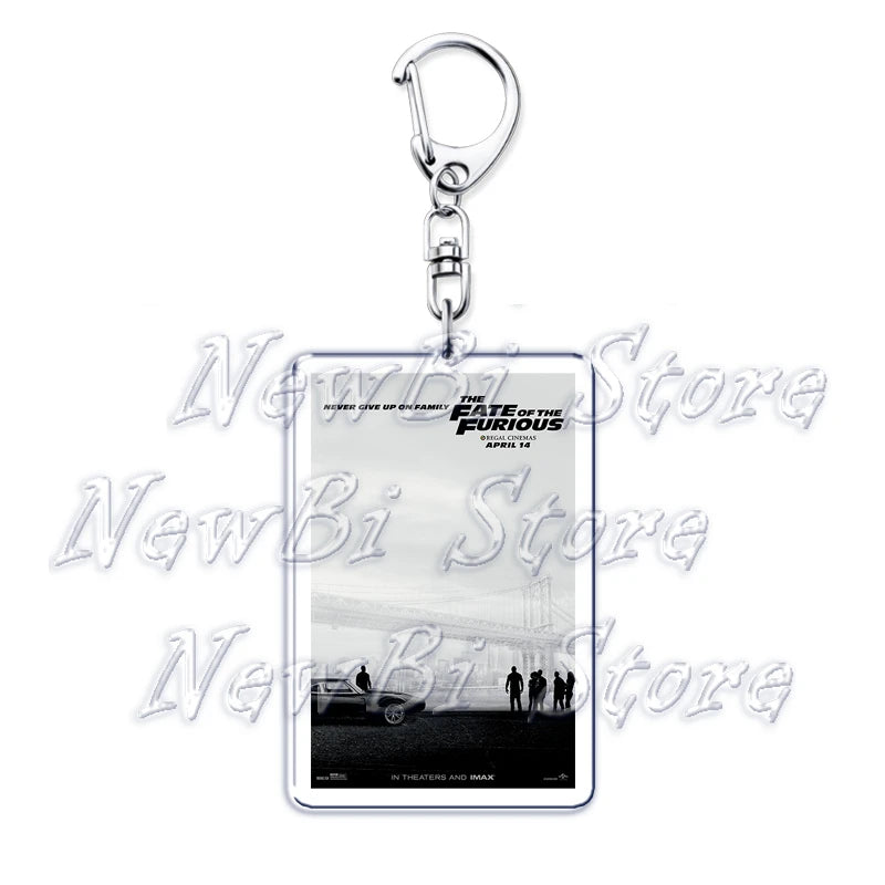 Classic Fast Furious Movie Cover Poster Keychain for Accessories Bag Pendant Sport Car Key Chain Ring Keyring Jewelry Fans Gift by Geo’s Online Store