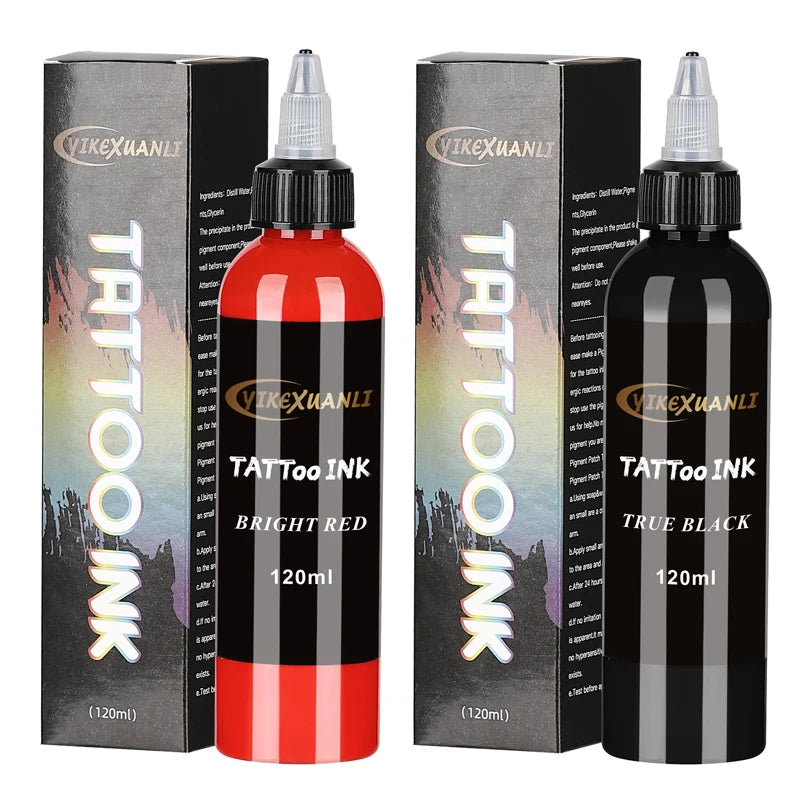 120ml red/black Tattoo Ink Pigment with box BodyArt Tattoo Kits Professional Beauty Paints Makeup Tattoo Supplies Semi-permanent by Geo’s Online Store