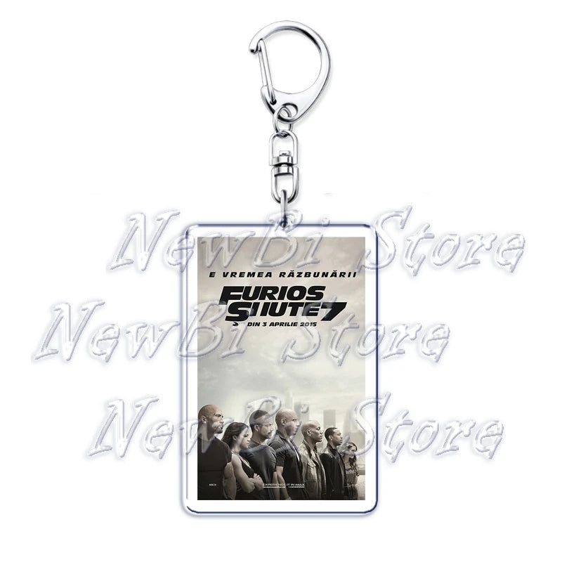 Classic Fast Furious Movie Cover Poster Keychain for Accessories Bag Pendant Sport Car Key Chain Ring Keyring Jewelry Fans Gift by Geo’s Online Store