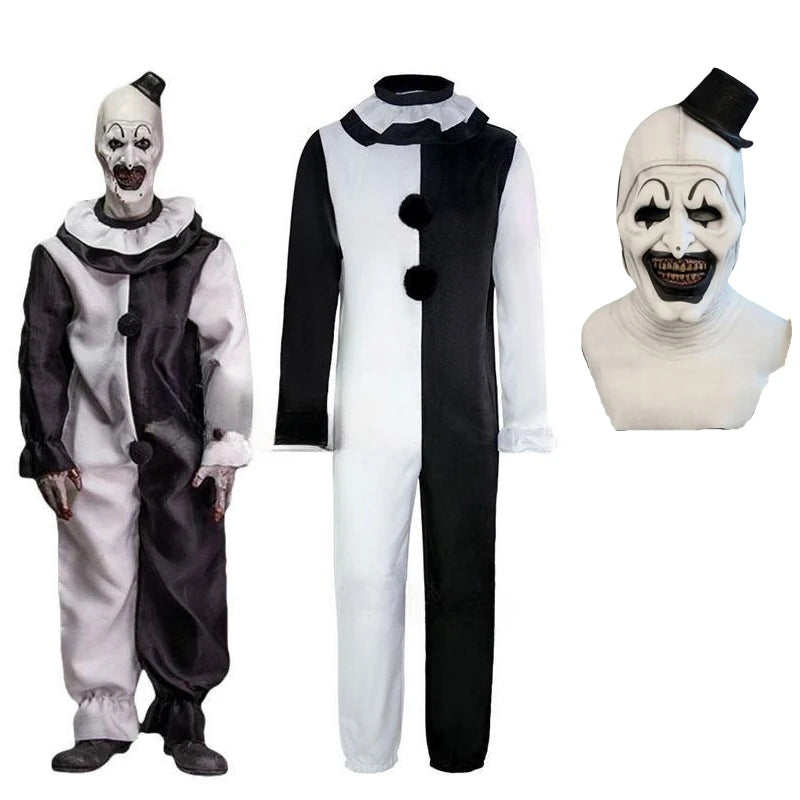Art The Clown Cosplay Movie Terrifier 2 Art The Clown Cosplay Costume Jumpsuit Mask Halloween Costumes Mask for Men Women by Geo’s Online Store
