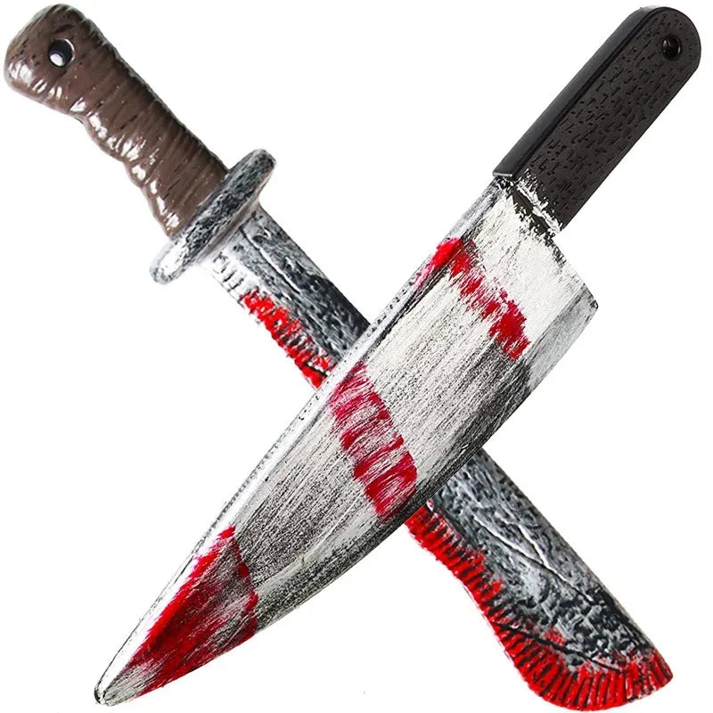 48.5cm/19.09in Plastics Fake Blood Knife Party Supplies Weapon Props Model Halloween Cosplay Funny Gift Collectible Outdoor Toys by Geo’s Online Store