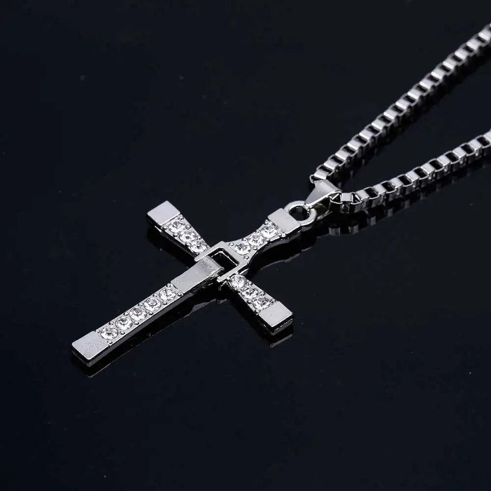 Dominic Toretto The Fast and The Furious Celebrity Vin Diesel Item Crystal Jesus Men Cross Pendant Necklace Gift Jewelry by Geo’s Online Store