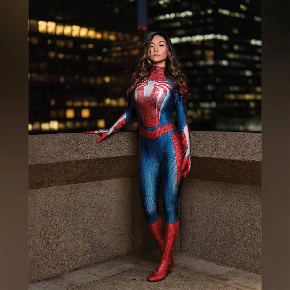 Women PS4 Spider Cosplay Costume 3D Print Zentai Bodysuit Superhero Jumpsuit Adult Halloween Carnival Comic Con Party Outfit by Geo’s Online Store