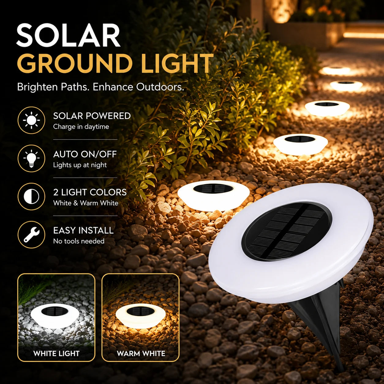 1/2Pack Solar Ground Lights,14LED Waterproof Outdoor Landscape Light, LED Lawn Lamp, for Garden Pathway Yard Deck Camping Decor by Geo’s Online Store