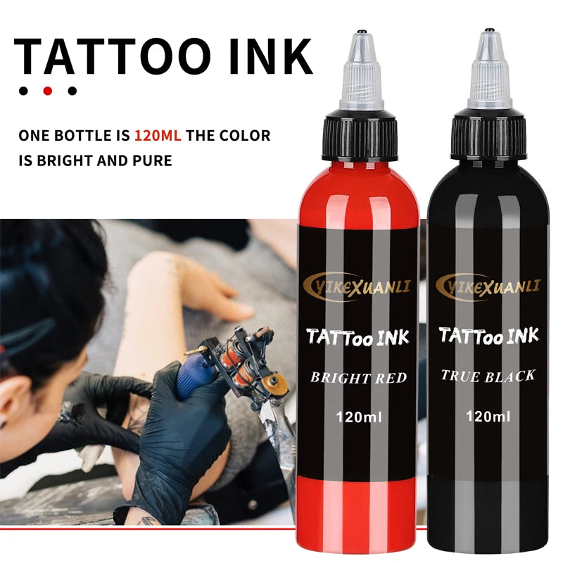 120ml red/black Tattoo Ink Pigment with box BodyArt Tattoo Kits Professional Beauty Paints Makeup Tattoo Supplies Semi-permanent by Geo’s Online Store