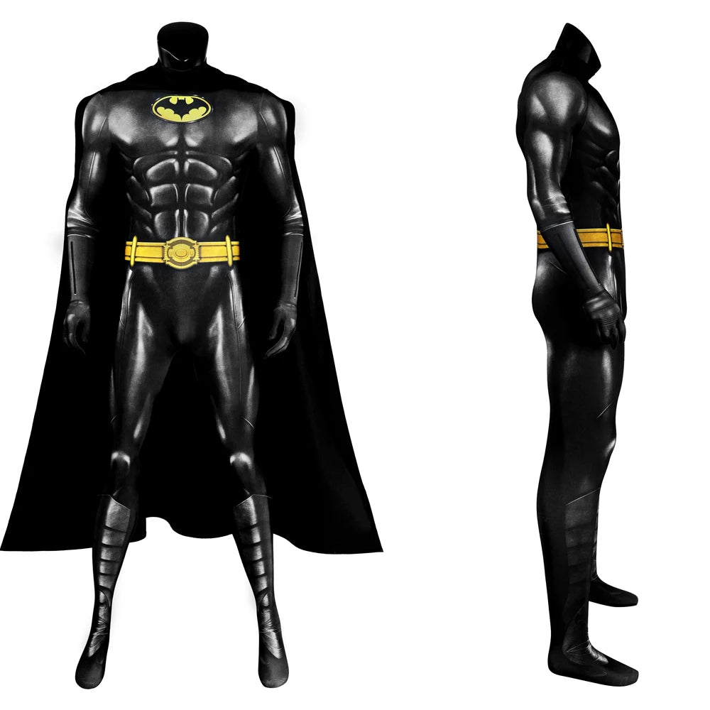 New Zentai Adult Halloween Carnival 2023 Newest Bat Cosplay Bruce Wayne Costume Superhero Printing Jumpsuit With Cape by Geo’s Online Store