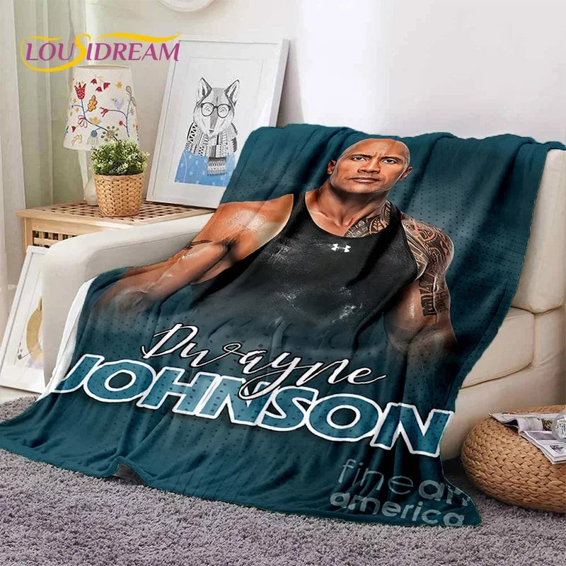 3D The Rock Dwayne Johnson Actor Soft Flannel Blanket,Throw Blanket Comfortable Blanket for Picnic Beds Sofa Home Bedroom Gift by Geo’s Online Store