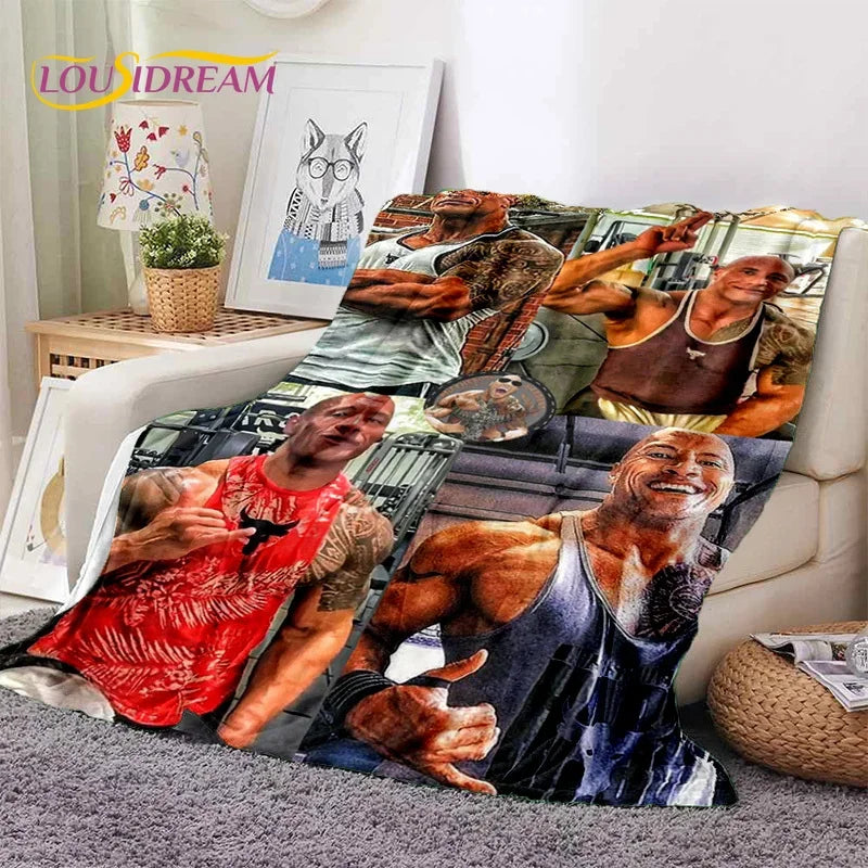 3D The Rock Dwayne Johnson Actor Soft Flannel Blanket,Throw Blanket Comfortable Blanket for Picnic Beds Sofa Home Bedroom Gift by Geo’s Online Store