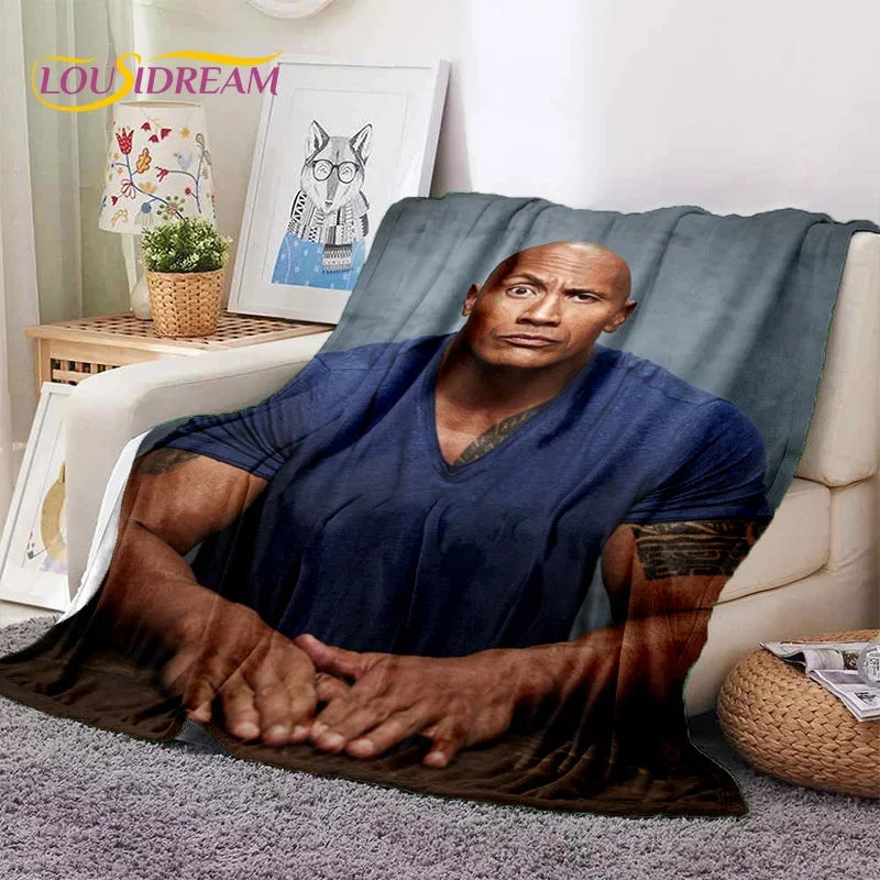 3D The Rock Dwayne Johnson Actor Soft Flannel Blanket,Throw Blanket Comfortable Blanket for Picnic Beds Sofa Home Bedroom Gift by Geo’s Online Store