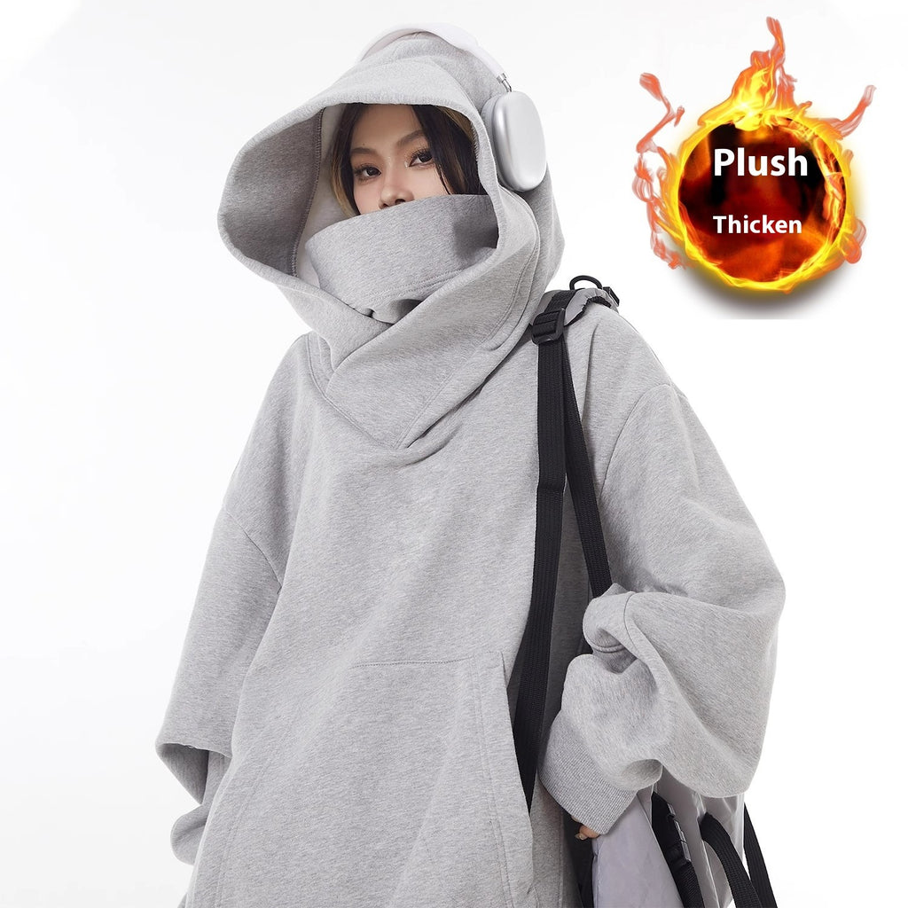Loose High Collar Fleece Lined Hoodie by Geo’s Online Store